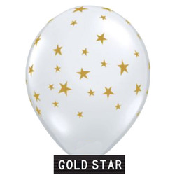 Helium-filled 11" - Clear Gold Star