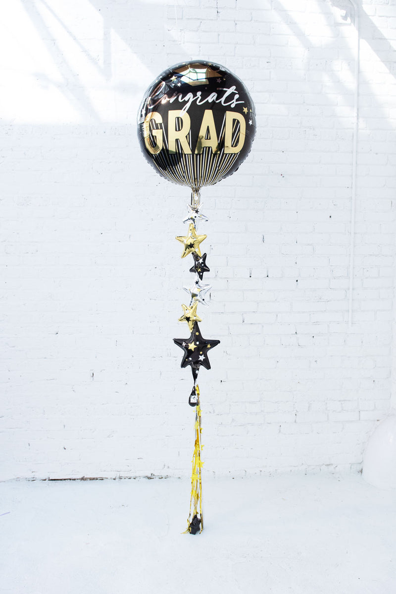 6' Starry Congrats Grad Balloon | Luft Balloon | Solid Color Balloons ...